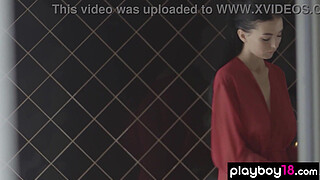 Big tits Latvian teen Simone drops off her robe and takes a romantic bath