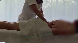 Asian massage with huge load of a caucasian guy