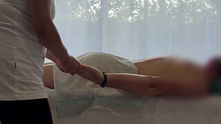 Asian massage with huge load of a caucasian guy