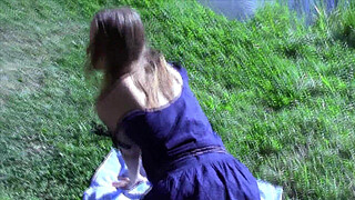 Amateur sex with beautiful girl in wood by the lake