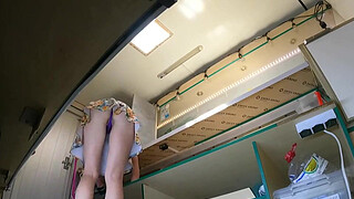 I told my sexy hostess to clear the food truck after work but this dumb bitch has no idea about the hidden camera - voyeur pov