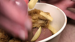 Food Fetish Blow Job in Chicken and Fries and Eat this with Taste