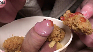 Food Fetish Blow Job in Chicken and Fries and Eat this with Taste