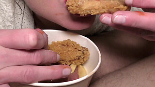 Food Fetish Blow Job in Chicken and Fries and Eat this with Taste