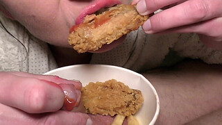Food Fetish Blow Job in Chicken and Fries and Eat this with Taste