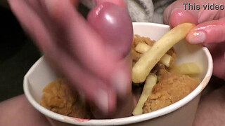 Food Fetish Blow Job in Chicken and Fries and Eat this with Taste