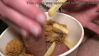 Food Fetish Blow Job in Chicken and Fries and Eat this with Taste