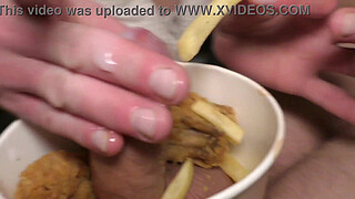Food Fetish Blow Job in Chicken and Fries and Eat this with Taste