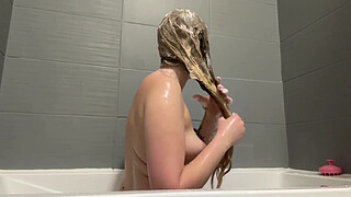 Washing my long blonde hair