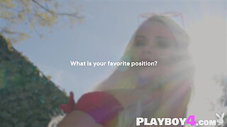 Sweet blonde girl Elsa Jean exposed sexy body after passion striptease