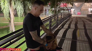 The womanizer fucked me in the middle of the street and the cuckold just stood there watching.