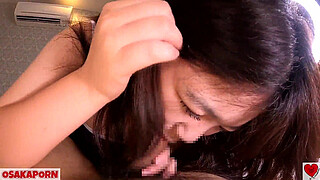 Asian girl enjoys sucking dick. Chubby Japanese with big tits loves sex hard. Sana 3-4 OSAKAPORN