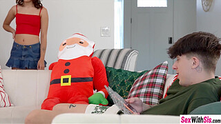 Stepbros big hard dick ruined Christmas and teen stepsisters tight pussy