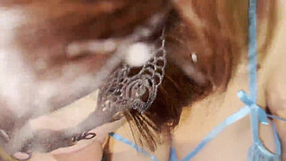 Samantha BBW in her blue lingerie being fucked