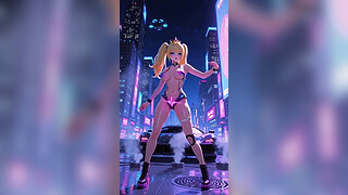 Princess peach cyberpunk version dance (Ai animation)