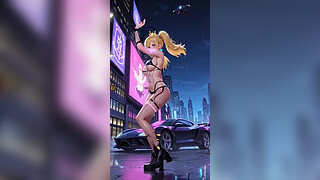 Princess peach cyberpunk version dance (Ai animation)
