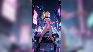 Princess peach cyberpunk version dance (Ai animation)