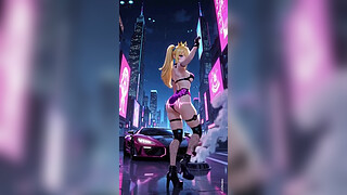 Princess peach cyberpunk version dance (Ai animation)