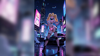 Princess peach cyberpunk version dance (Ai animation)