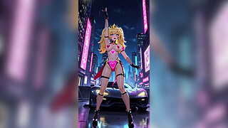 Princess peach cyberpunk version dance (Ai animation)