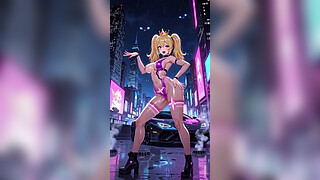 Princess peach cyberpunk version dance (Ai animation)