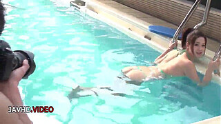 Tit fuck frenzy wild Asian MILF seduces in hot Bikini ends night crave cum load MILF