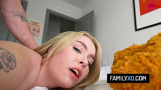 Blonde babe enjoys playing with stepdad's cock - Haley Spades