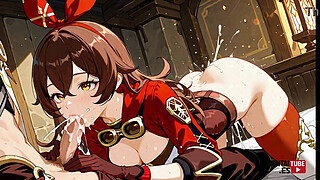 Genshin Impact Hentai - OC Amber x Aether Pic Collection - Asian Japanese Manga Anime Cartoon Game Porn Video Animation