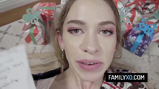 Pervy stepdad fucks his blonde stepdaughter after the Christmas party - Khloe Kapri