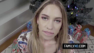 Pervy stepdad fucks his blonde stepdaughter after the Christmas party - Khloe Kapri
