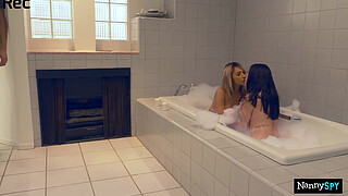 Slutty Nanny Drops Lesbo Act When There's Big Cock In Her Face