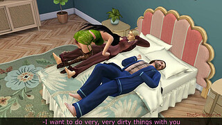 Horny stepdaughter teen has sex with her stepmother nearby to her husband