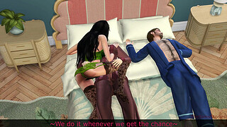 Horny stepdaughter teen has sex with her stepmother nearby to her husband