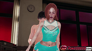 Sexy Cheerleader Leila in Hentai - Tight Pussy Doggystyle Sex Close Up, POV Missionary on Desk Until Wet, Intense Anal in Pilderiver Pose Ending with a Creampie