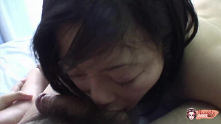 Being fingered while sucking his Asian shaft made the brunette squirt and beg for sex