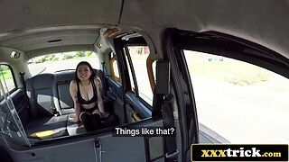 Japanese Babe Rides Thick Cock in the Back of a Taxi