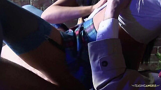 Blonde milf looks fantastic while her natural tits bounce around the bed in a threesome