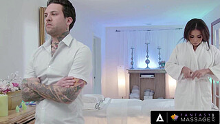 FANTASY MASSAGE - Hot Babe Aaliyah Hadid Squirts After Gagging On Her Masseurs Cock