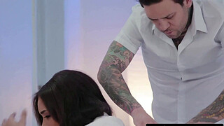 FANTASY MASSAGE - Hot Babe Aaliyah Hadid Squirts After Gagging On Her Masseurs Cock