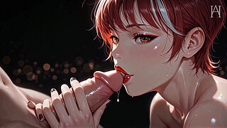 ATKINS ANIME HEAVEN - Her Mouth Stretched Wide Around His Massive Cock Begging For His Cum To Cover Her Face - [AI]