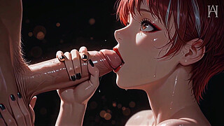 ATKINS ANIME HEAVEN - Her Mouth Stretched Wide Around His Massive Cock Begging For His Cum To Cover Her Face - [AI]