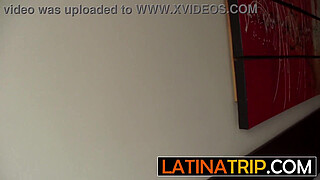 Horny Latina teen enjoys sloppy deepthroat with huge dick white friend