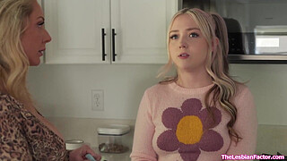 My busty blonde stepmom likes lesbian porn just as I thought