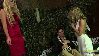 This guy got very luck when these three milfs decided to suck and fuck his big firm dick