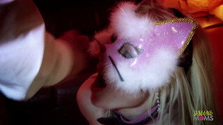 Cosplay blonde gets her milf shaved pussy hammered by his big cock in doggy style and cowgirl