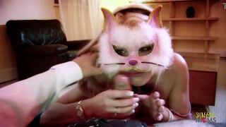 Cosplay blonde gets her milf shaved pussy hammered by his big cock in doggy style and cowgirl