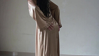 Indonesian Tobrut Girl Wearing a Sexy Satin Robe While Having Sex