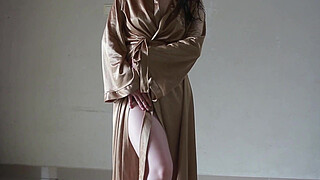 Indonesian Tobrut Girl Wearing a Sexy Satin Robe While Having Sex