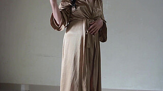 Indonesian Tobrut Girl Wearing a Sexy Satin Robe While Having Sex
