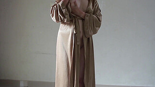 Indonesian Tobrut Girl Wearing a Sexy Satin Robe While Having Sex